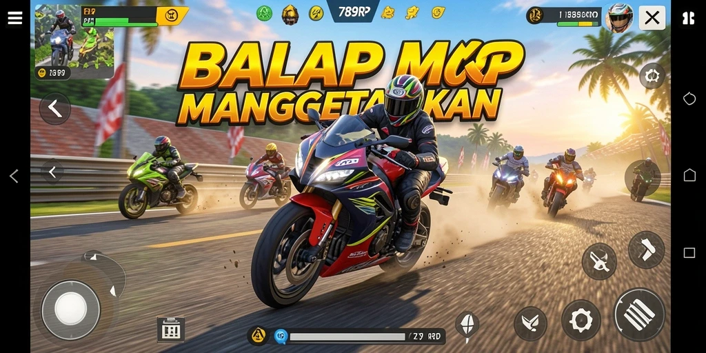Tampilan gameplay seru dalam balapan motor di 789RP.