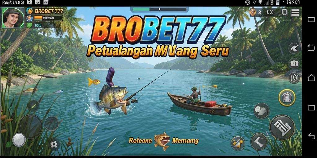Screenshot gameplay BROBET77 yang menunjukkan aksi memancing yang seru.