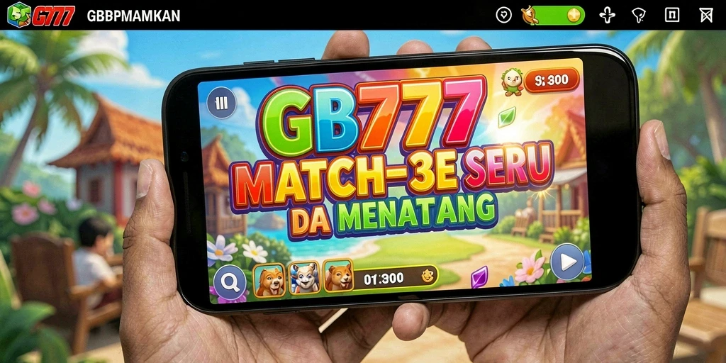 Tampilan gameplay seru dalam game Match-3 GB777.