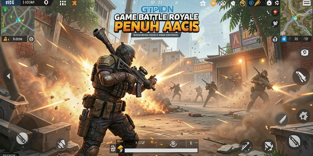 Screenshot GTPIDN menampilkan pertempuran intens dalam mode Battle Royale.