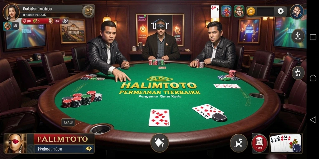 Tangkapan layar utama HALIMTOTO menunjukkan gameplay Poker yang intens dan menyenangkan.