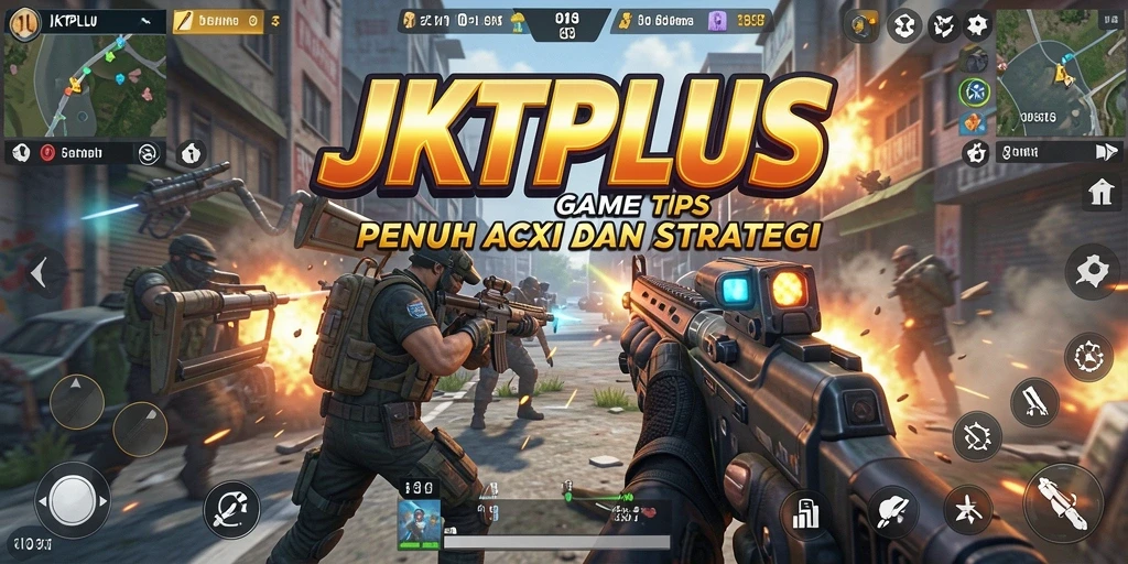 Screenshot JKTPLUS menampilkan pertarungan intens dalam mode TPS.