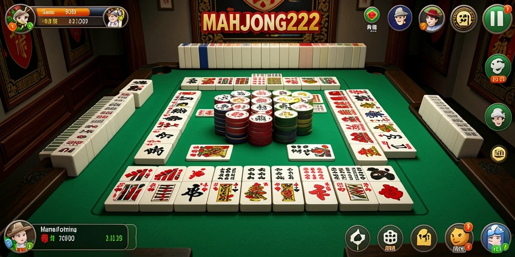 Tampilan gameplay menawan dalam game Domino MAHJONG222.
