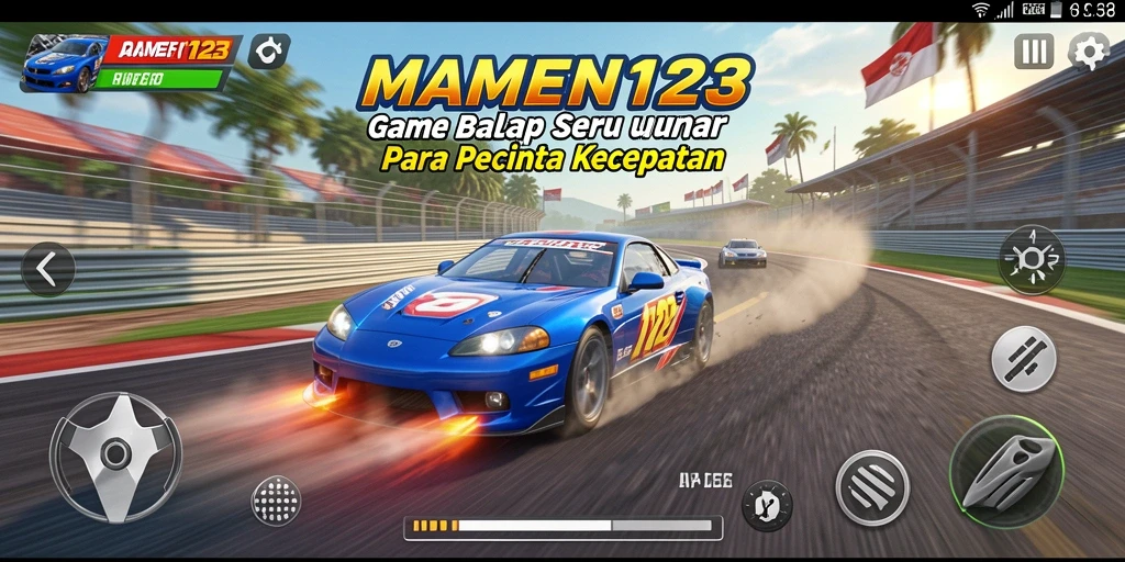 Screenshot menampilkan balapan mendebarkan di MAMEN123.