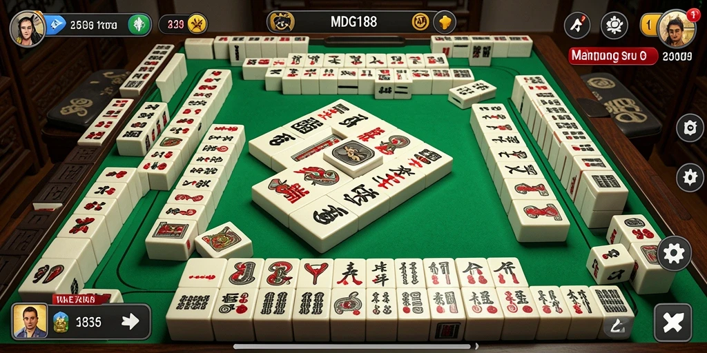 Tampilan gameplay seru dalam MDG188 dengan desajn Mahjong yang menarik.