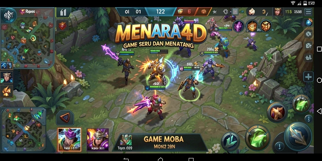 Tangkapan layar MENARA4D menampilkan aksi seru dalam gameplay MOBA.