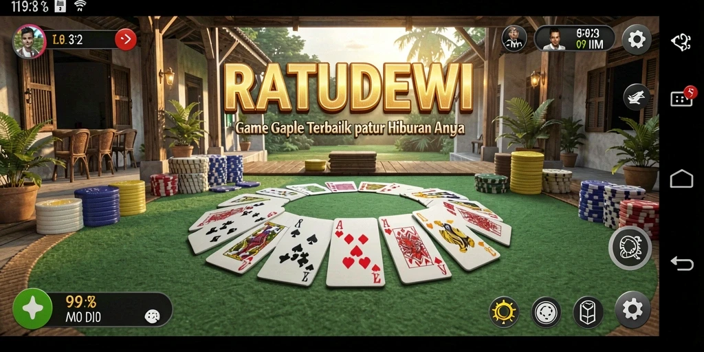 Tampilan gameplay seru dalam RATUDEWI yang penuh strategi Gaple.