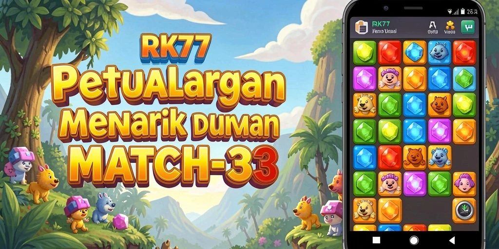 Screenshot menampilkan gameplay seru dengan permata warna-warni yang harus dicocokkan.