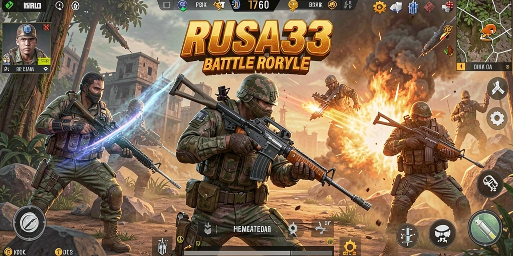 Tampilan gameplay RUSA33 yang mendebarkan dengan aksi Battle Royale.