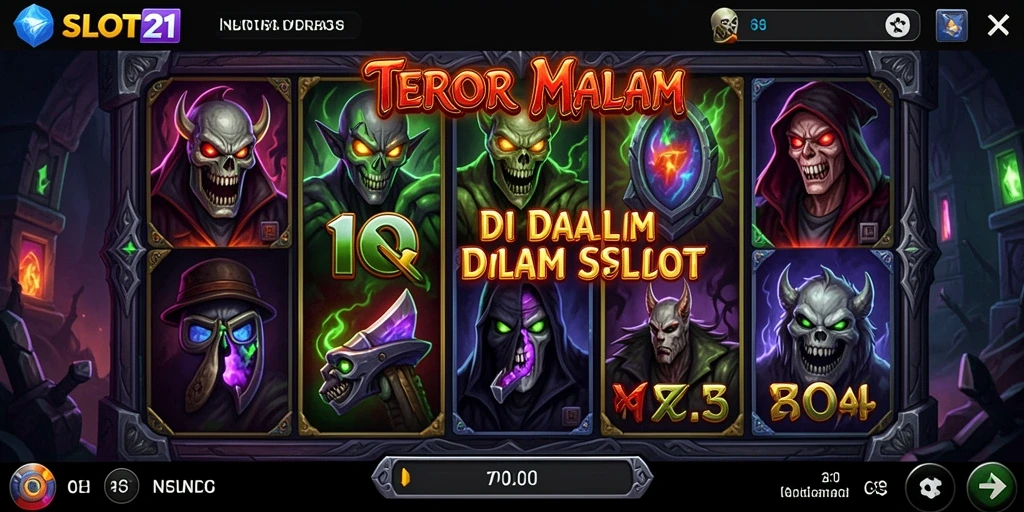 Tampilan menakutkan dalam gameplay SLOT21 yang menghantui.