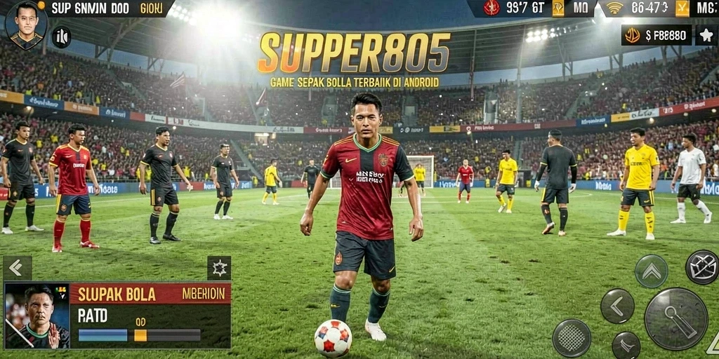 Tampilan gameplay menakjubkan dari SUPER805 yang penuh aksi sepak bola.