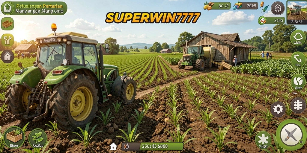 Tampilan gameplay menakjubkan dari SUPERWIN777 yang menghadirkan pertanian yang menyenangkan.
