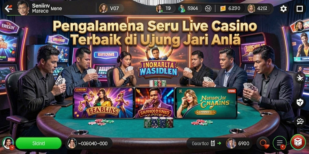 Screenshot V07 menampilkan dealer langsung dalam aksi permainan Live Casino.